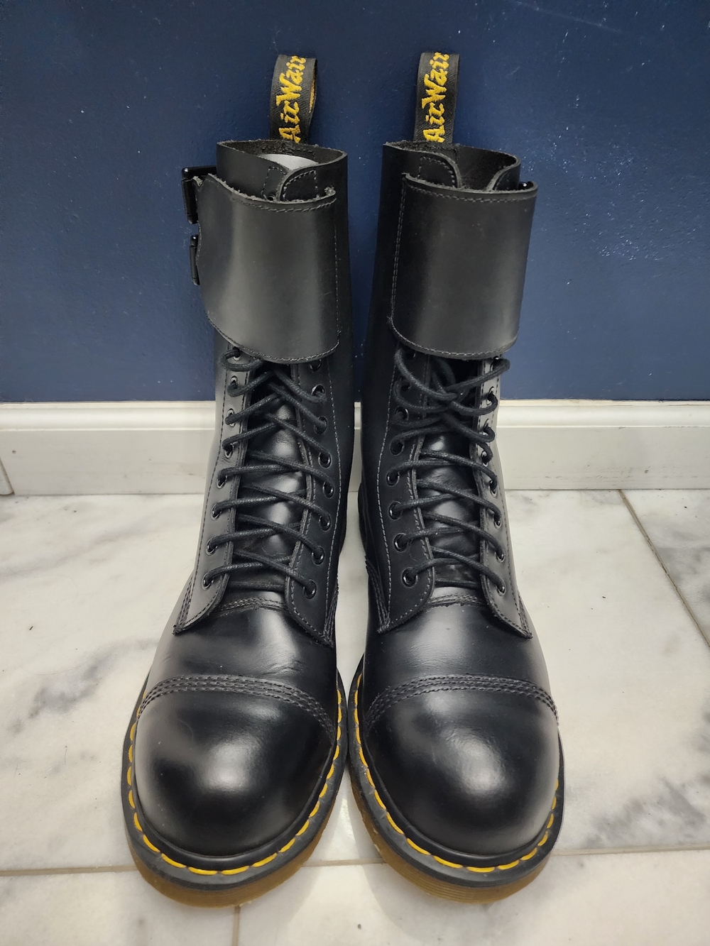 Dr. Martens 1914 Twin Buckle Capped Leather Boots Black - Excellent Condition